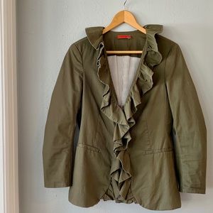 Alice + Olivia Green Ruffle Jacket